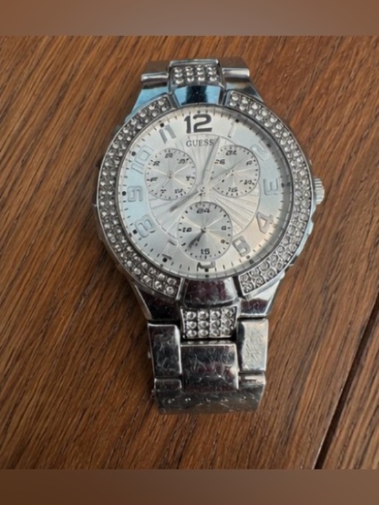 Guess Accessories - Guess Silver Tone Rhinestone Chronograph Style Watch Women’s Bling